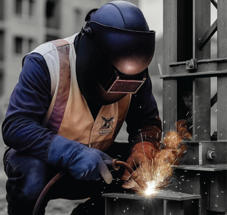 a welder working on a metal structure 