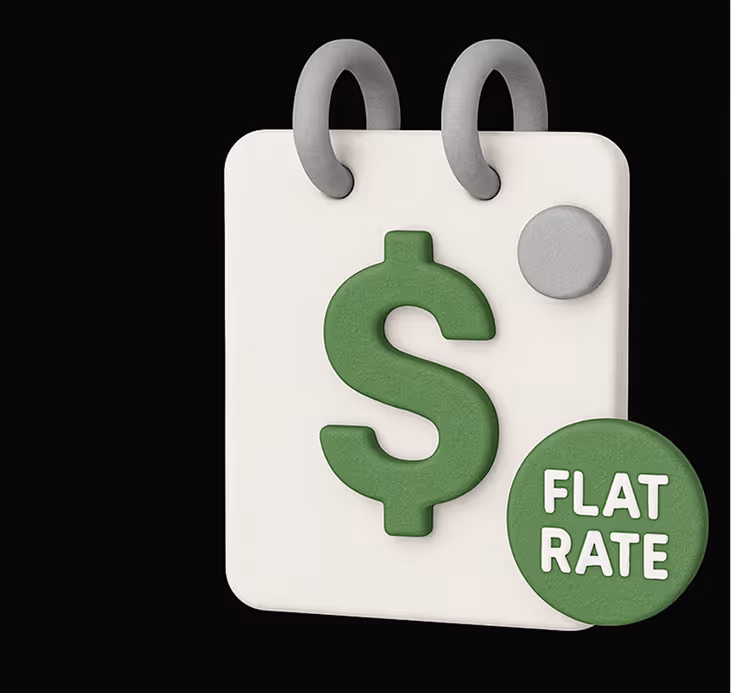 a notepad with a dollar sign and a flat rate button