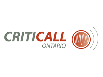 CritiCALL Ontario logo with stylized text and a circular icon featuring sound waves.
