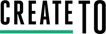 Text logo reading CREATE TO with a green horizontal line underneath.