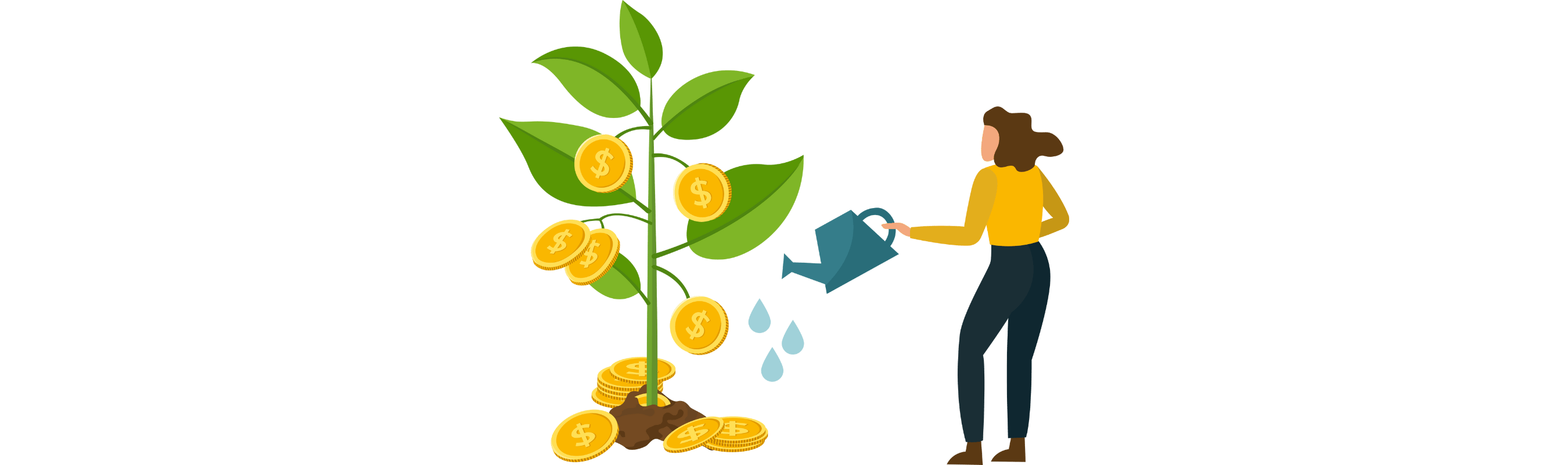 Person watering a money tree symbolizing investment growth