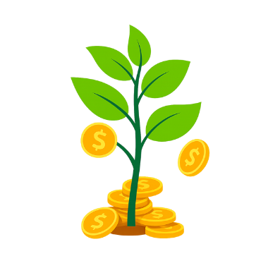 Tree with coins icon for growing your money