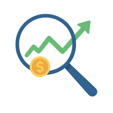 Magnifying glass icon for spotting investment opportunities