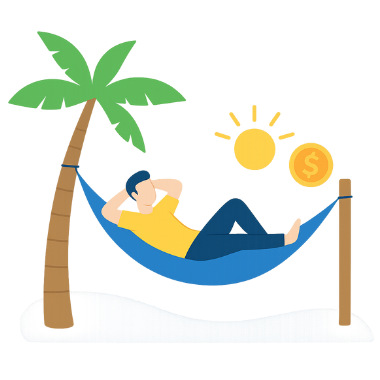 Relaxing figure icon for confident retirement