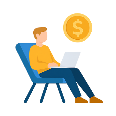 Person receiving money icon for passive income
