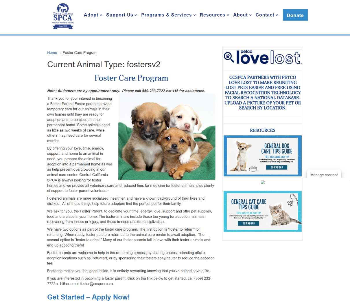 CCSPCA homepage