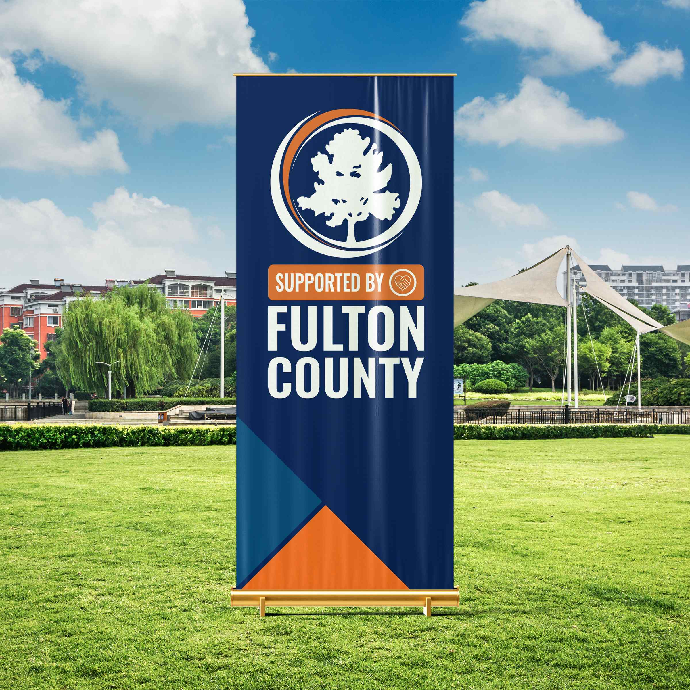 supported by fulton county popup banner.