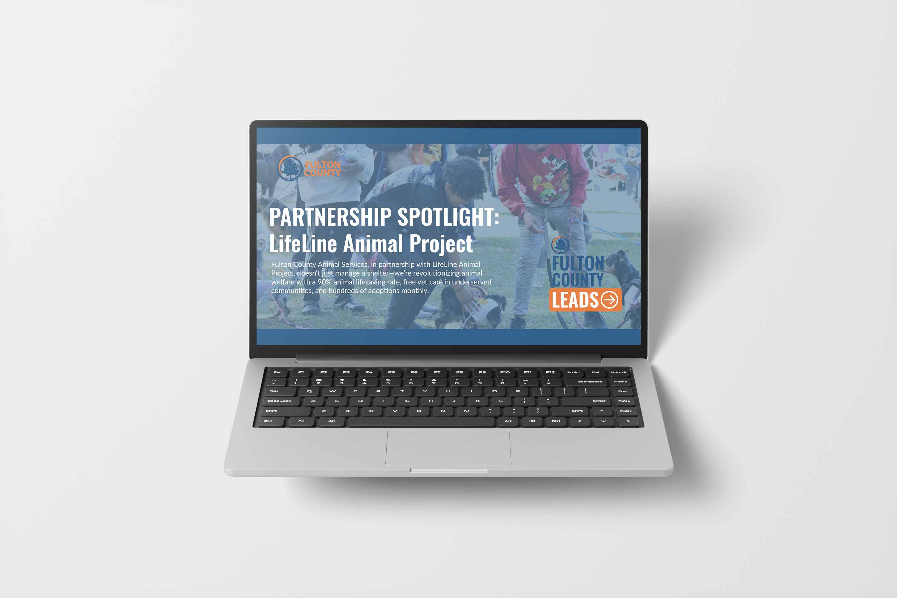 fulton county landing page mockup on laptop screen. 