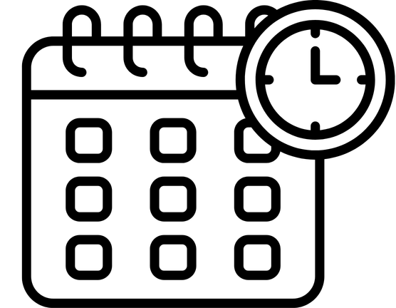 Calendar icon paired with a clock