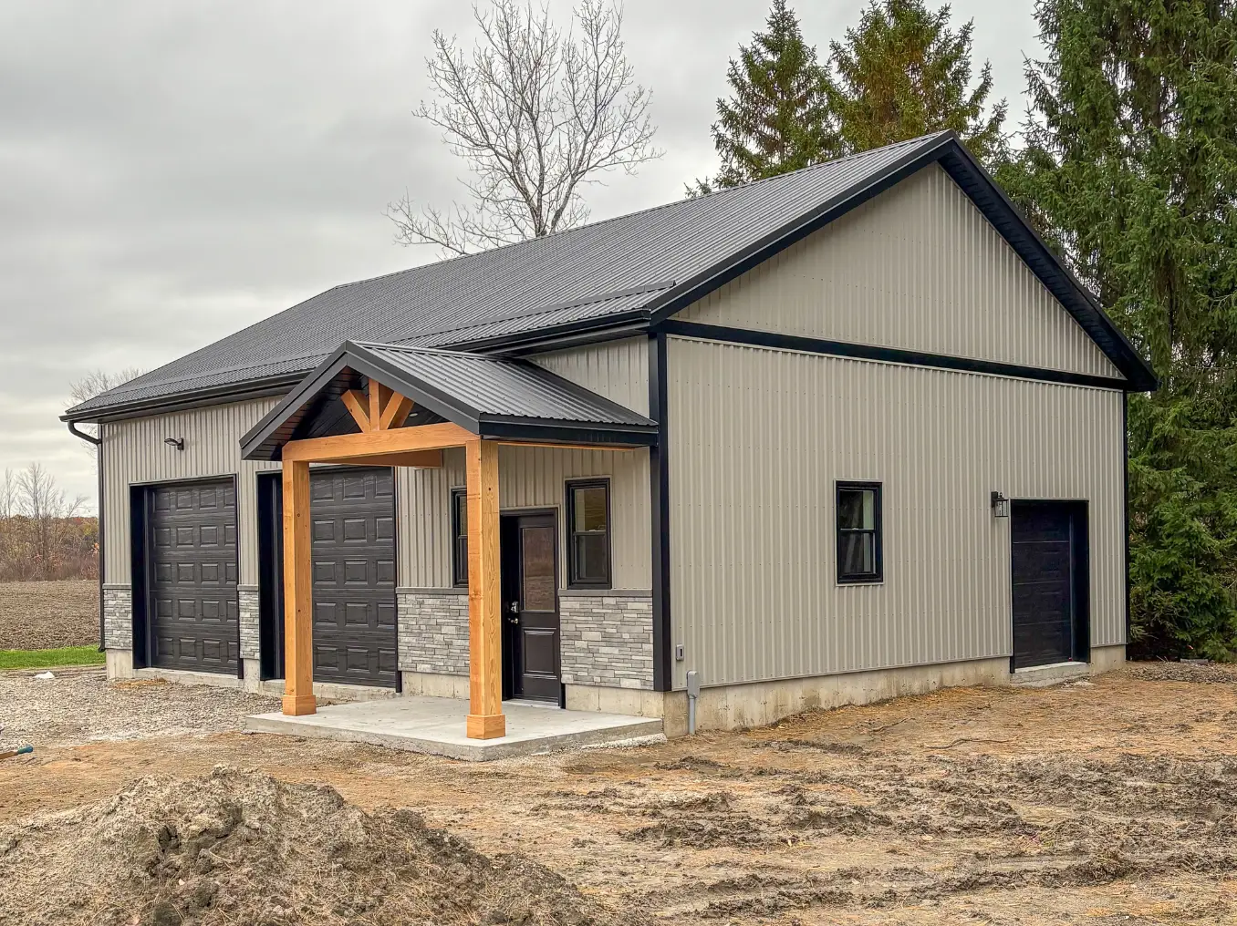 Photo of Grey Cladding, Black Trim garage by Brouwer Metal Systems