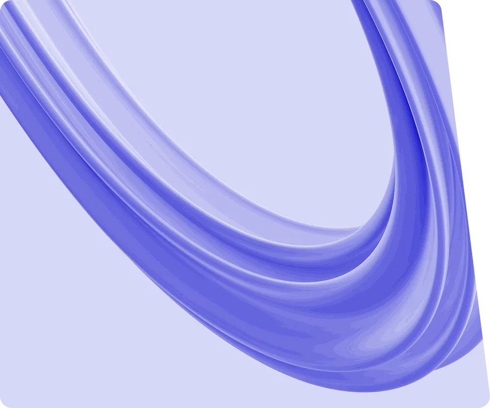Abstract smooth blue and purple swirling shapes on a light blue background.
