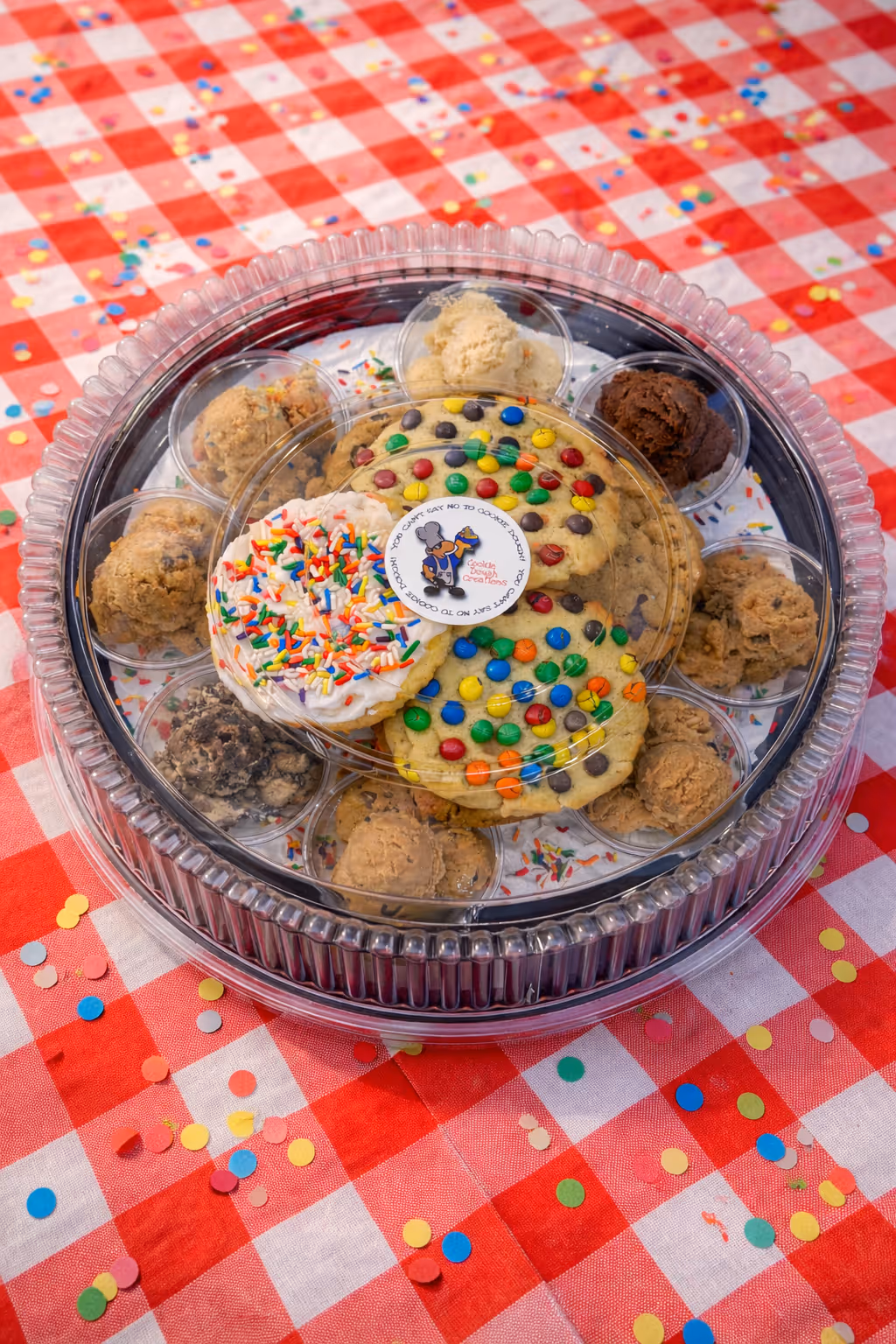 Image of a Cookie Dough Ice Cream Cake with Cookie Dough ontop