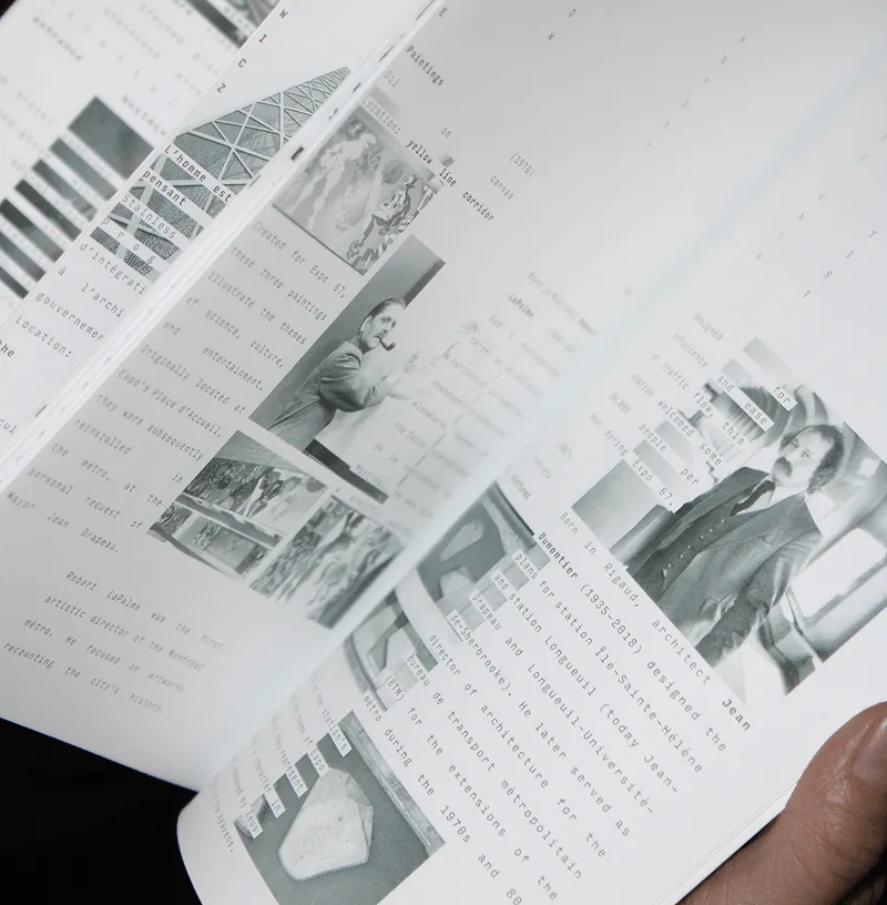 Closeup of publication pages being skimmed through.