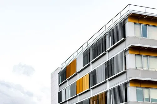 apartment building city with copy space huge