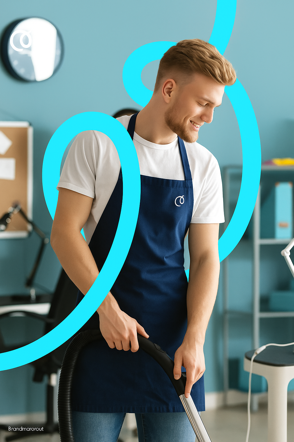 Salto decorative curls on male cleaner