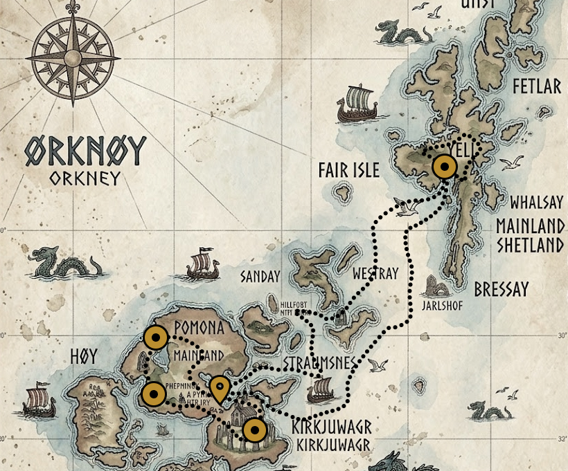 Map of Orkney and Shetland