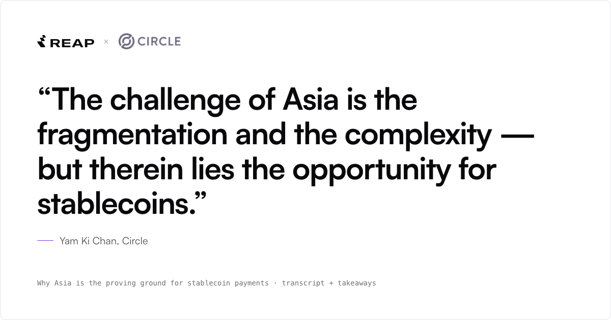Quote about stablecoin complexity in Asia by Circle