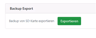 Button zum Exportieren eines Backups der SD-Karte in einem Leistungsmodul bzw. einer Steuereinheit