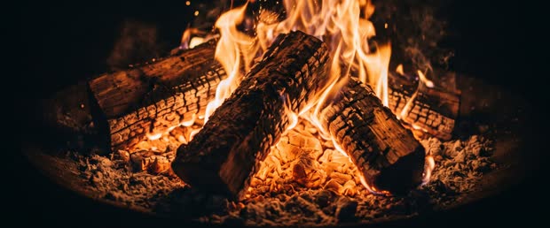Un feu vif sur des bûches qui brûlent