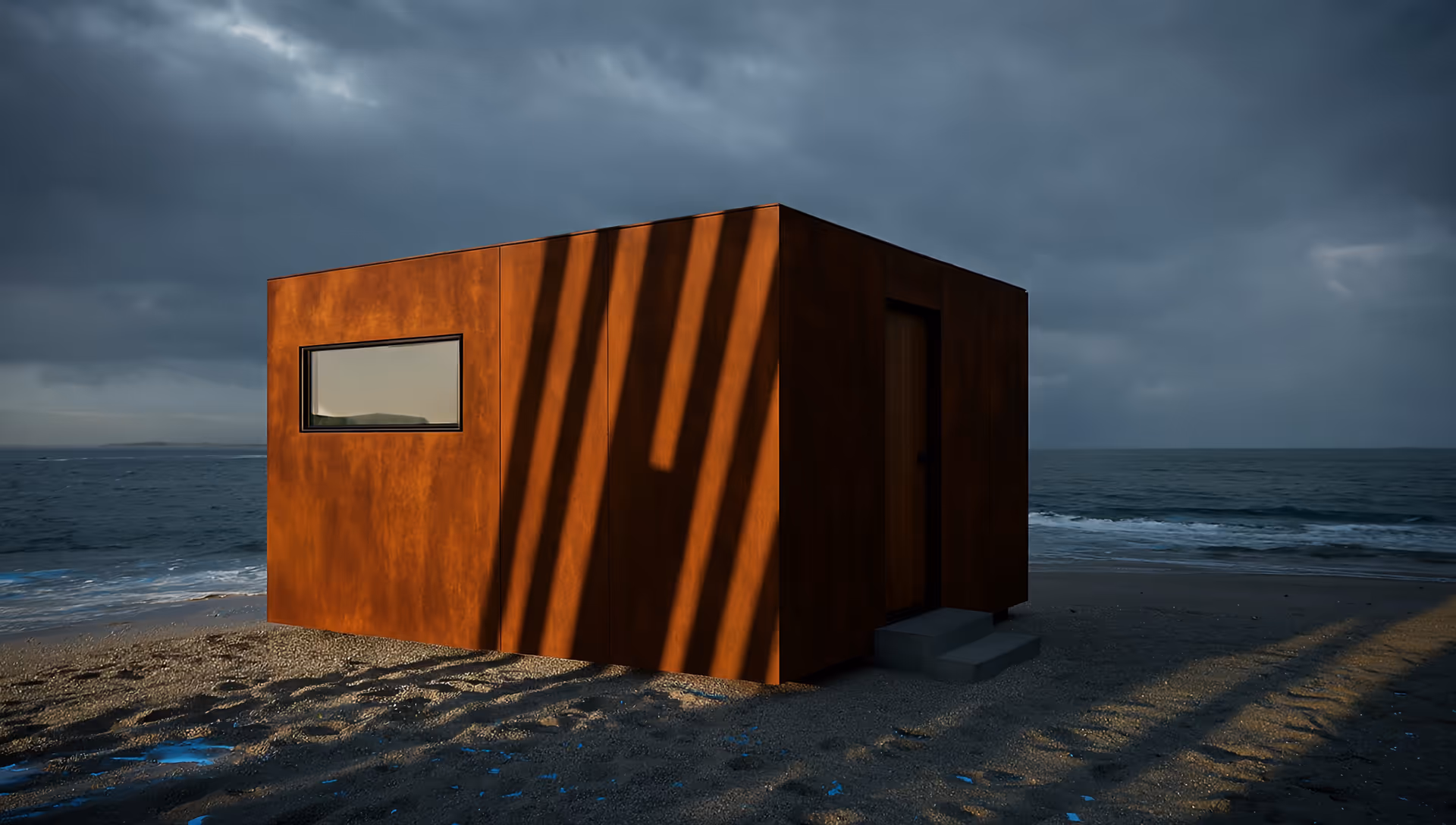 Autarkes Spa-Haus mit Sauna und Whirlpool in naturnaher Outdoor-Umgebung.