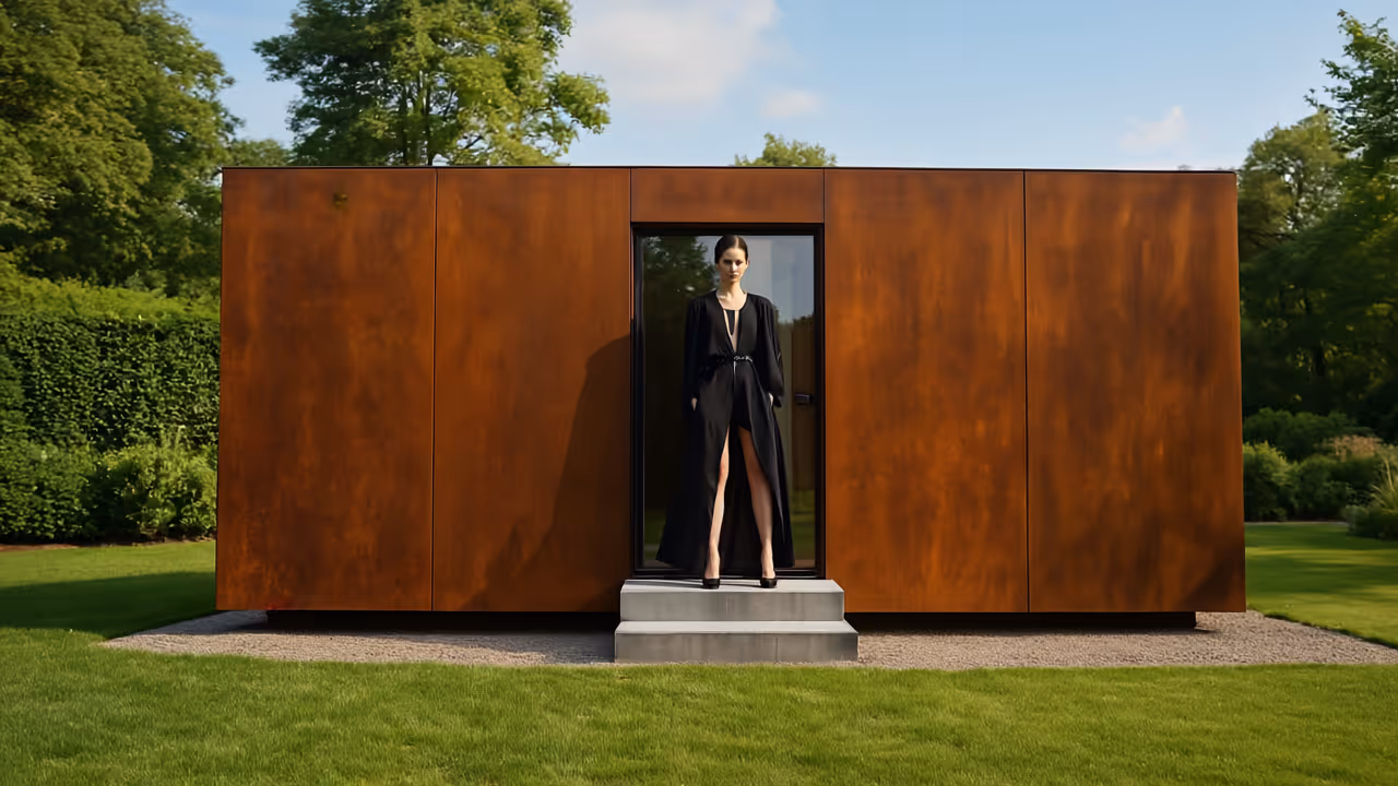 Mobiler Wellness Cube mit Sauna und Panoramafenster zum mieten.