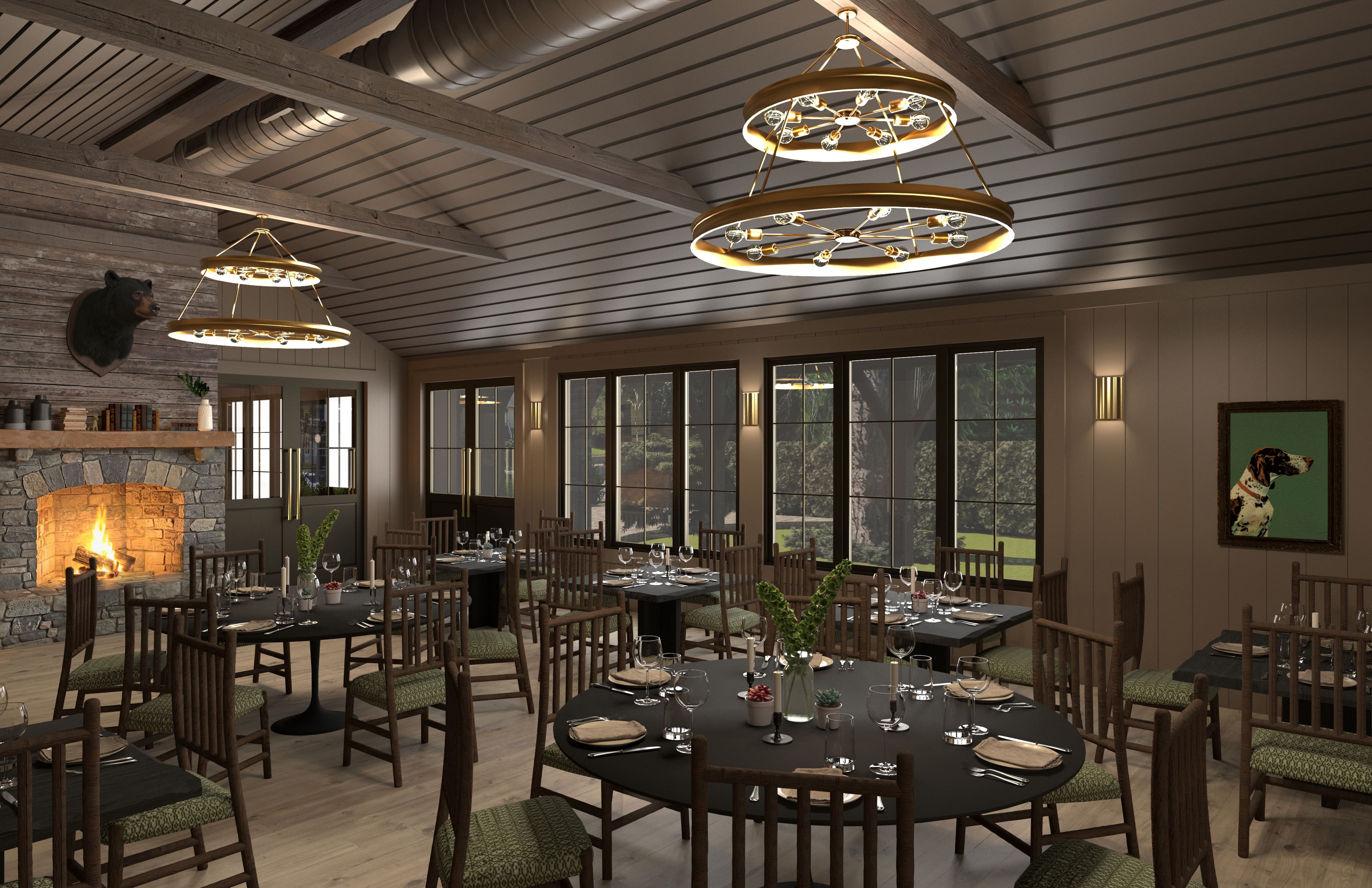 The full restaurant during a private event