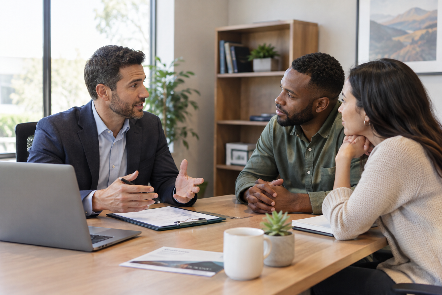 A couple meeting with an advisor to compare IVF program options