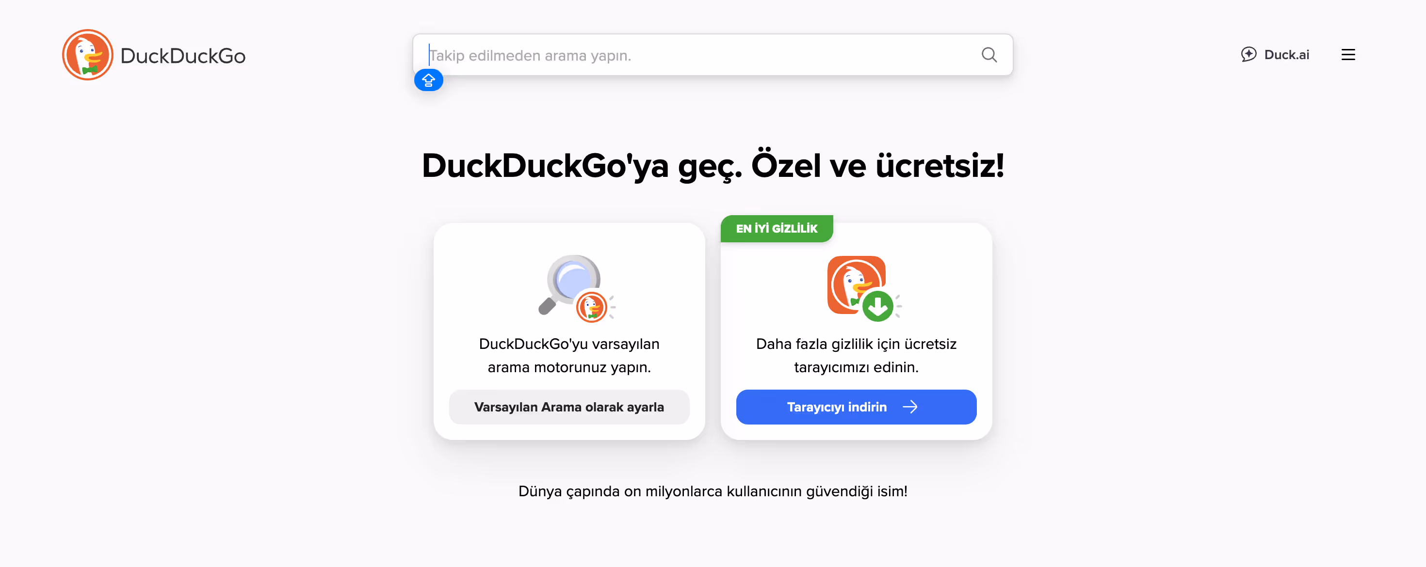 yabancı arama motoru duckduckgo