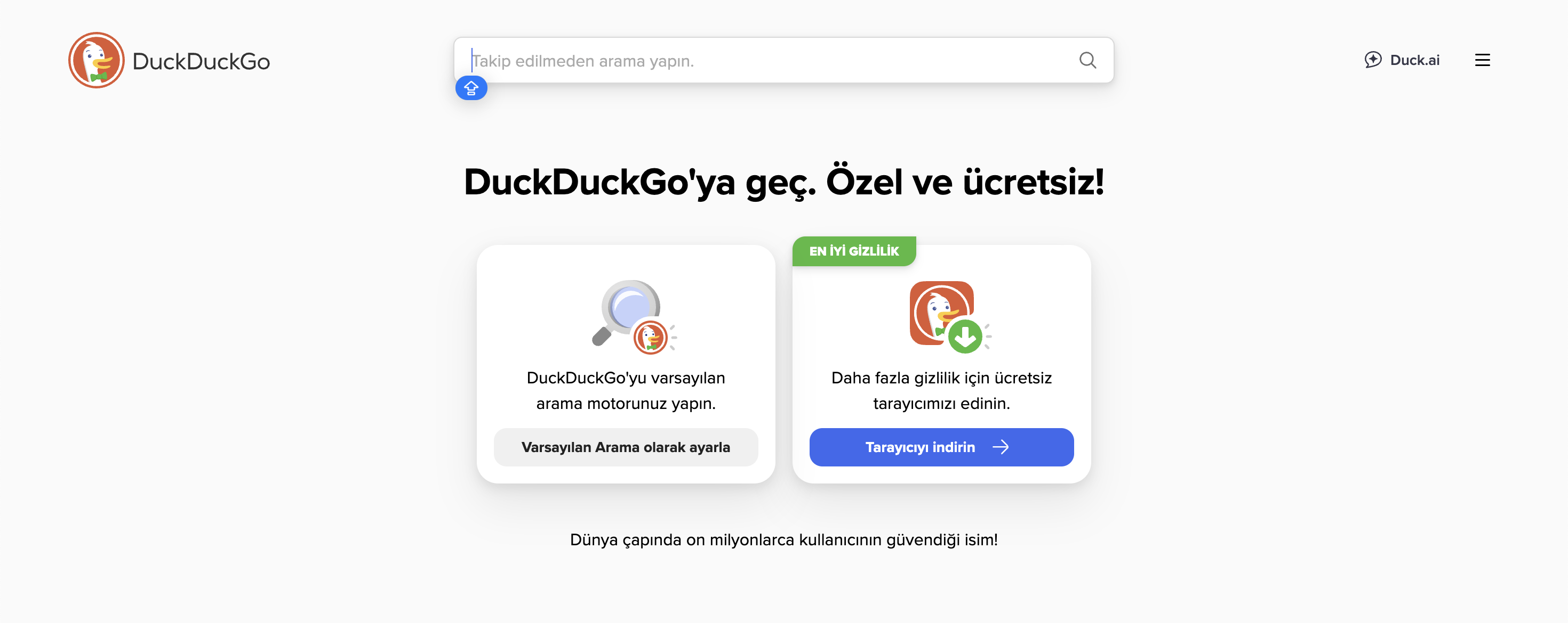 yabancı arama motoru duckduckgo