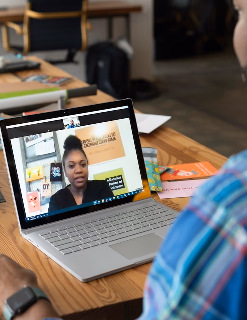 Two people on a video call