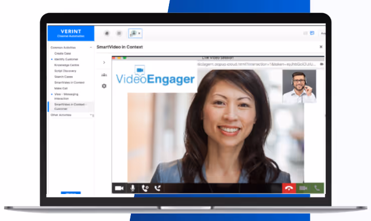 VideoEngager video call over a Verint page