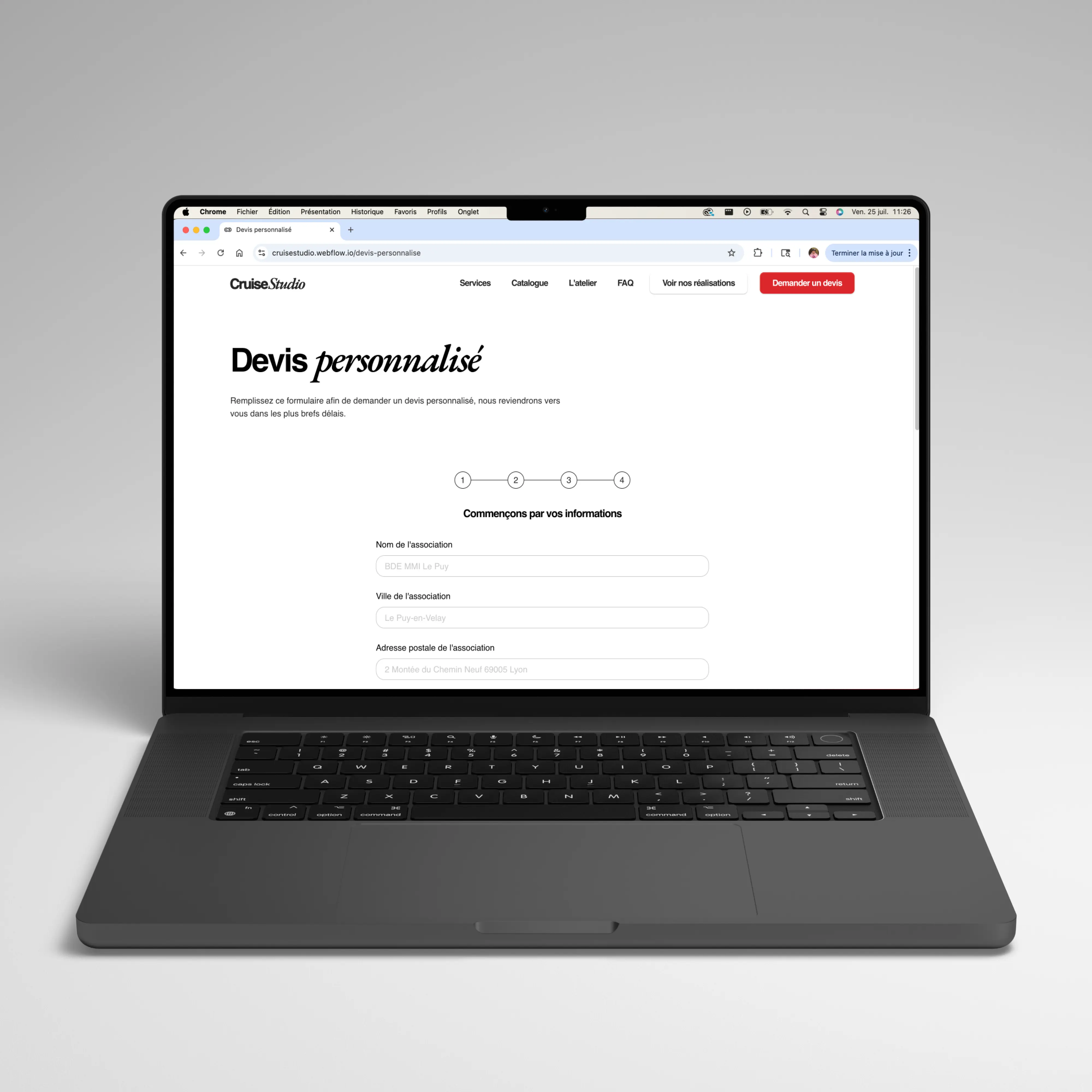 La page « Devis personnalisé du site ».
