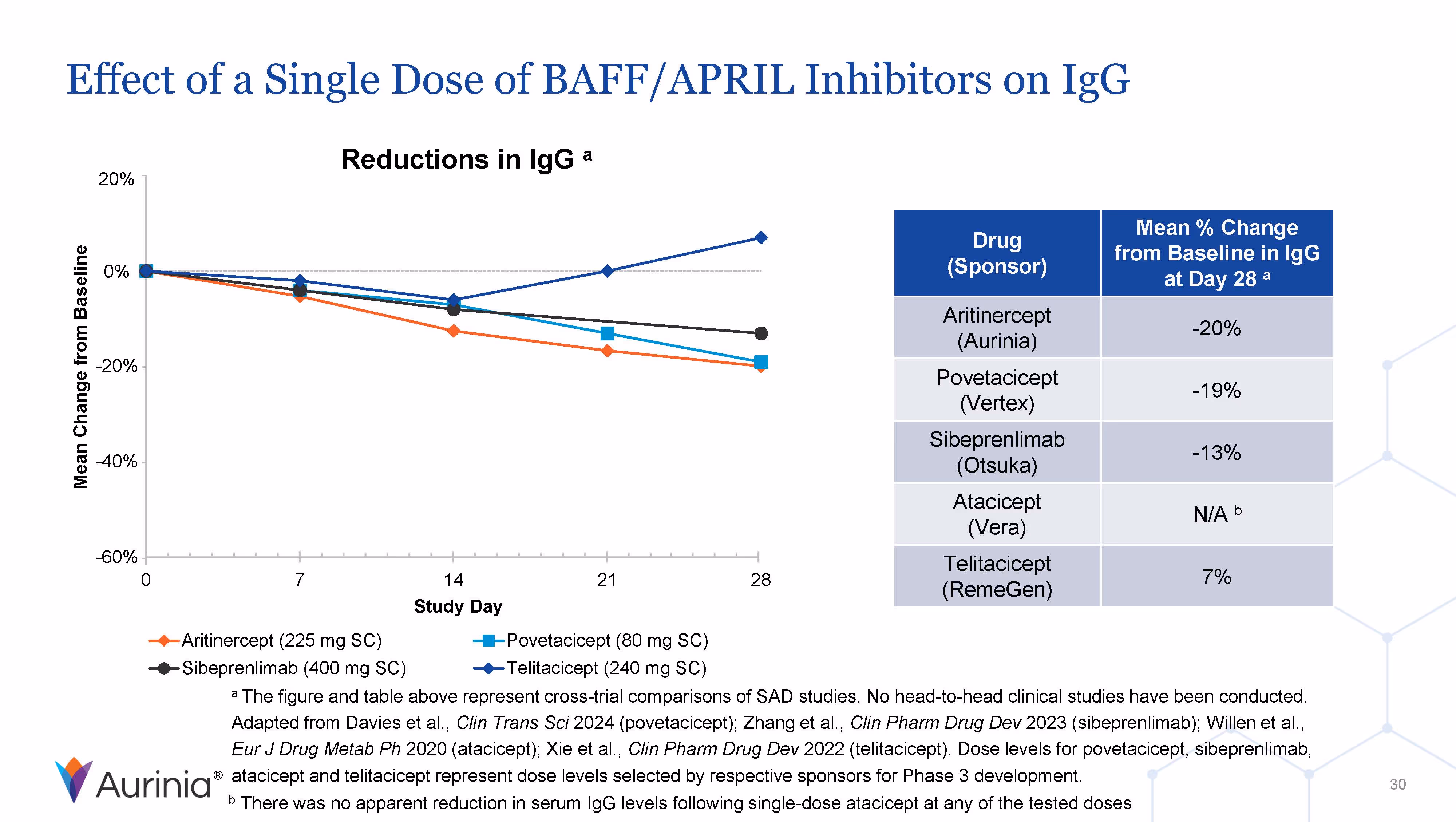 Effect of a Single Dose of BAFF/APRIL Inhibitors on IgG