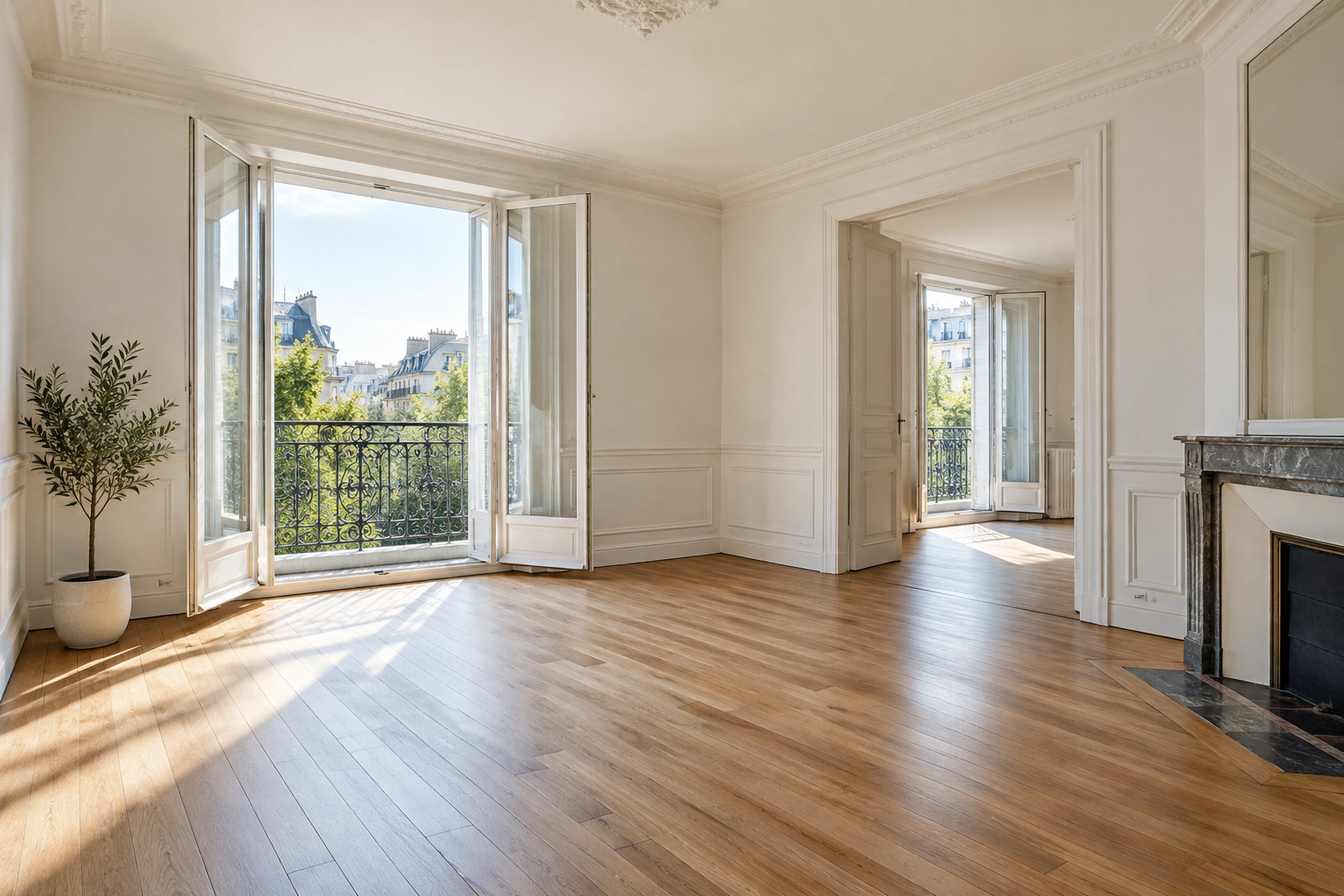 Appartement vide et lumineux après un débarras de succession, prêt à être remis ou vendu