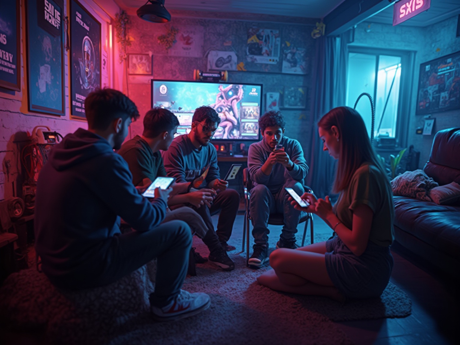 A group of people sitting on a rug in a room.