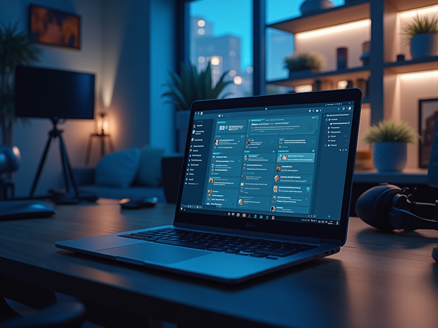 A laptop computer with a blue screen.