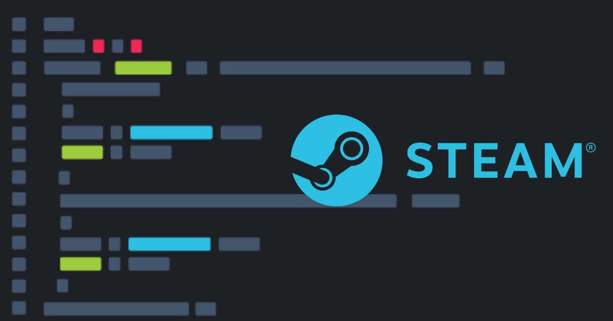 A black background with a blue logo that says Steam.