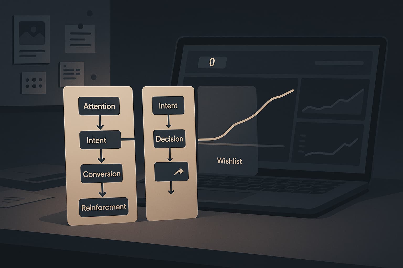 A laptop with a graph on the screen.