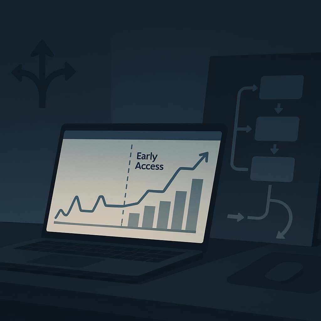 A laptop screen with a graph showing the early access.