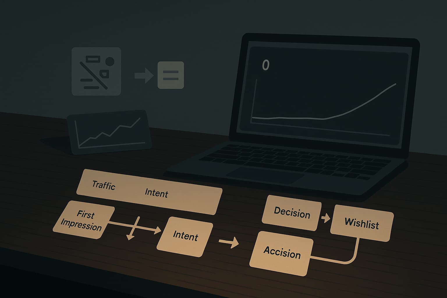 A laptop computer with a graph on the screen.