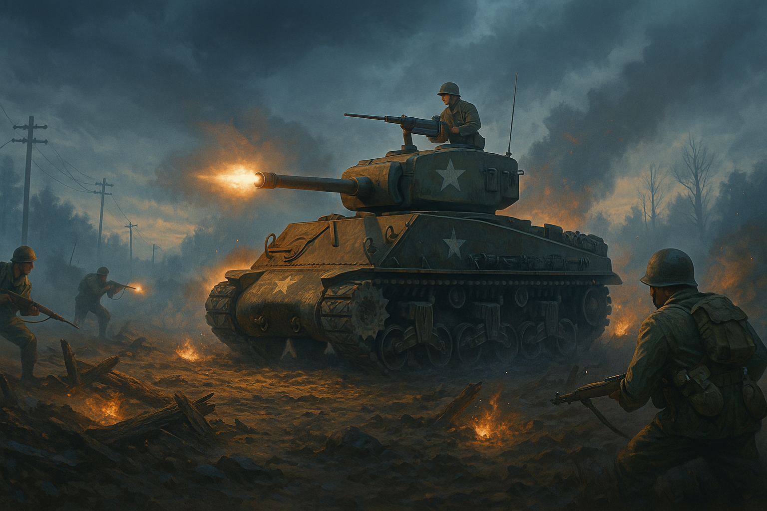 A man is holding a gun while standing next to a tank.