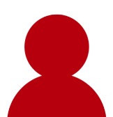 A graphic of a person's head and shoulders in red.