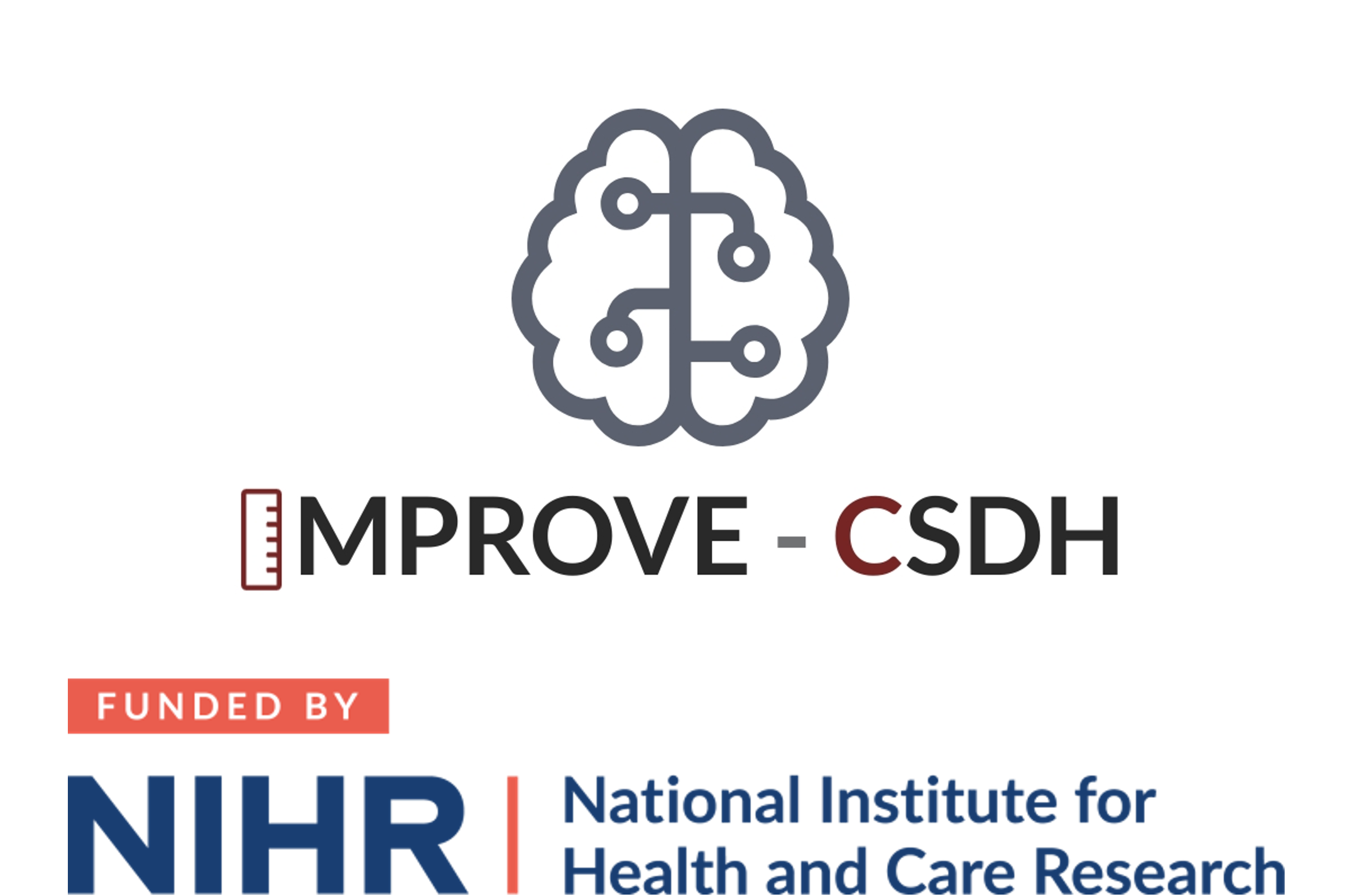 Logos for Improve cSDH and Funded by NIHR.