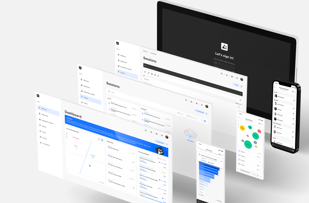 Screenshots of the digital platform Leadmapp