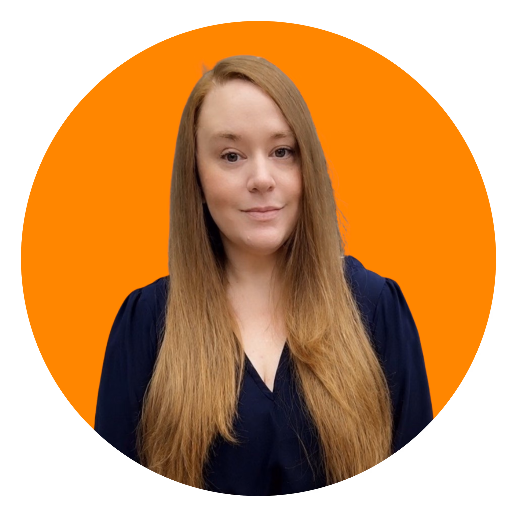 avatar of woman with orange circle background