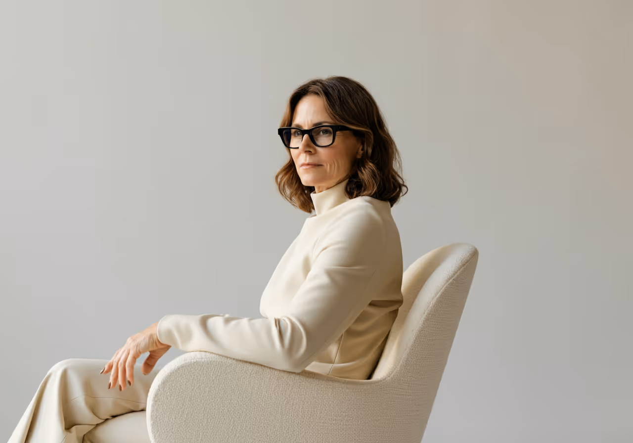Woman in living room chair