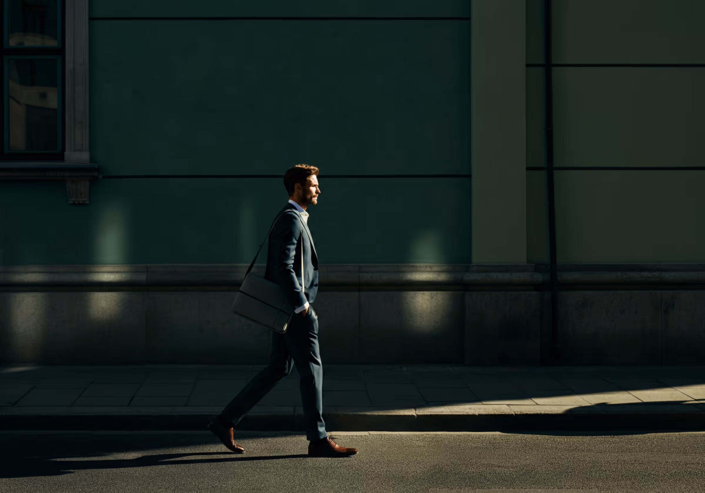 Man walking in sunlight