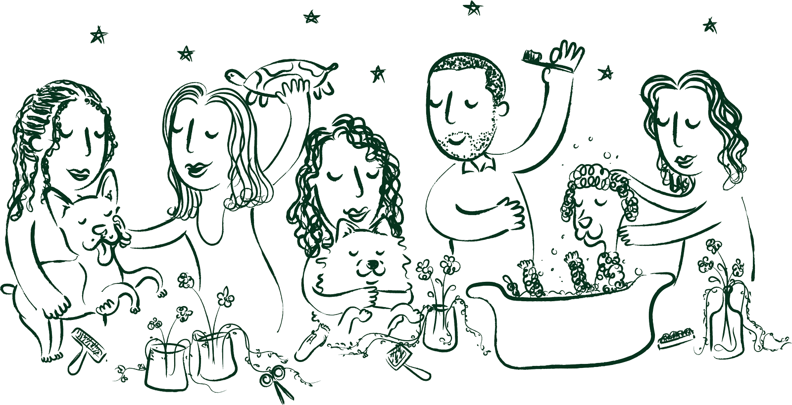 Hackney Barkers dog grooming salon illustration