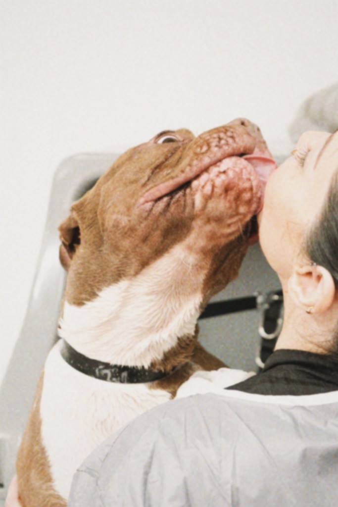 Short-haired dog enjoying a bath at Hackney Barkers grooming salon in Hackney