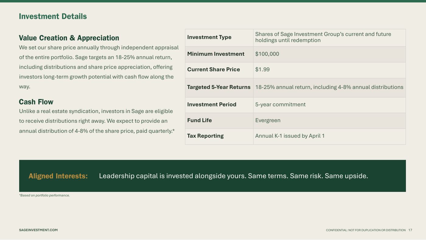 Slide: Investment details